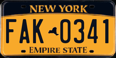 NY license plate FAK0341