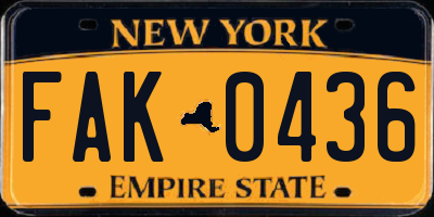 NY license plate FAK0436