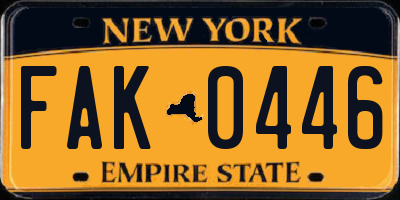 NY license plate FAK0446