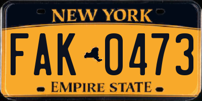 NY license plate FAK0473