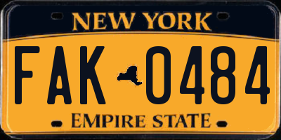 NY license plate FAK0484