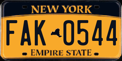 NY license plate FAK0544