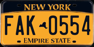 NY license plate FAK0554