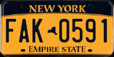 NY license plate FAK0591