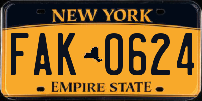 NY license plate FAK0624