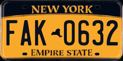 NY license plate FAK0632