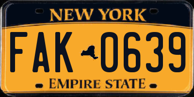 NY license plate FAK0639