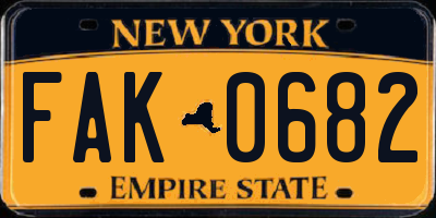 NY license plate FAK0682