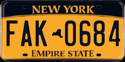 NY license plate FAK0684