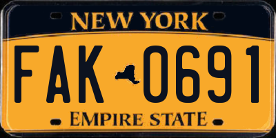 NY license plate FAK0691