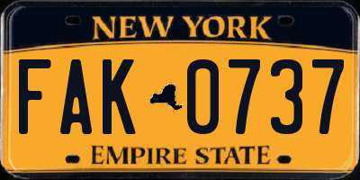 NY license plate FAK0737