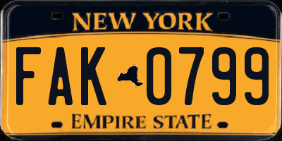 NY license plate FAK0799