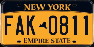 NY license plate FAK0811