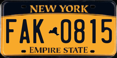 NY license plate FAK0815