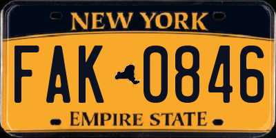 NY license plate FAK0846