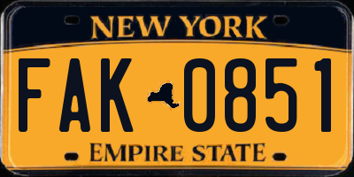 NY license plate FAK0851