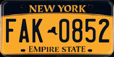 NY license plate FAK0852