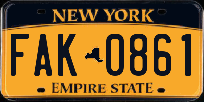 NY license plate FAK0861