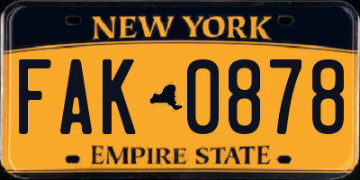 NY license plate FAK0878