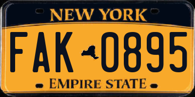 NY license plate FAK0895