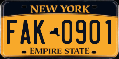 NY license plate FAK0901