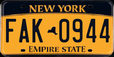 NY license plate FAK0944