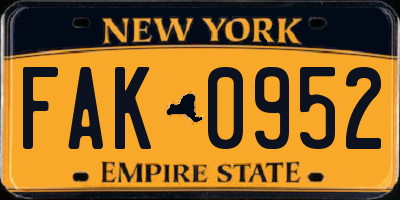 NY license plate FAK0952