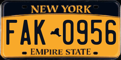 NY license plate FAK0956