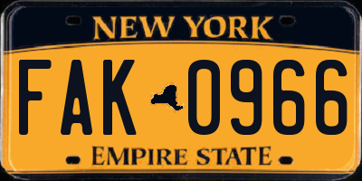 NY license plate FAK0966