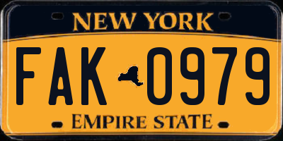 NY license plate FAK0979