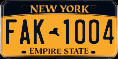 NY license plate FAK1004