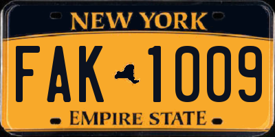 NY license plate FAK1009