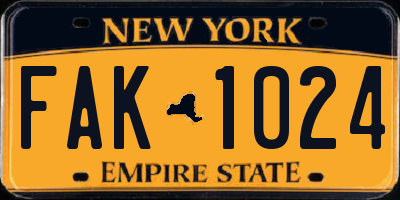 NY license plate FAK1024