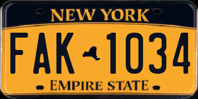 NY license plate FAK1034