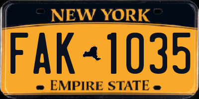 NY license plate FAK1035