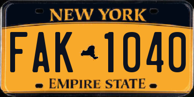 NY license plate FAK1040