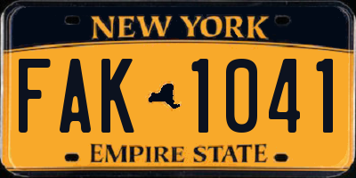 NY license plate FAK1041