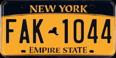 NY license plate FAK1044