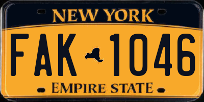 NY license plate FAK1046