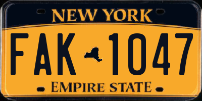 NY license plate FAK1047