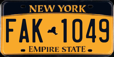 NY license plate FAK1049