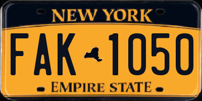 NY license plate FAK1050