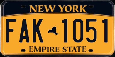 NY license plate FAK1051