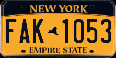 NY license plate FAK1053