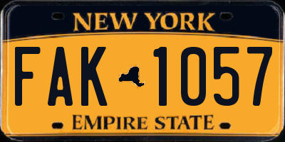 NY license plate FAK1057