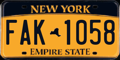 NY license plate FAK1058