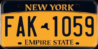 NY license plate FAK1059