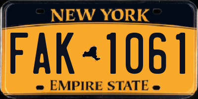 NY license plate FAK1061