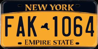 NY license plate FAK1064