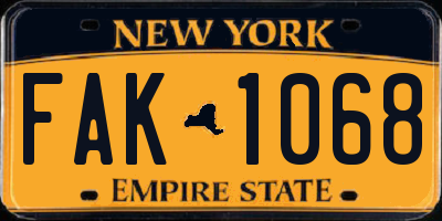 NY license plate FAK1068